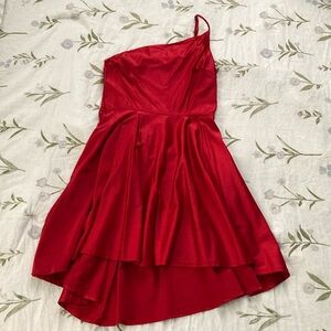 Cherry Red One Shoulder Mini Dress